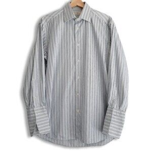 ERMENEGILDO ZEGNA French Cuff Stripe Button Down Dress Shirt Men's Sz 15 1/2